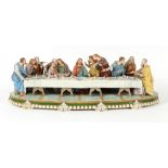 Property of a lady - a large German Sitzendorf porcelain group depicting The Last Supper, 29ins. (