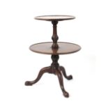 Property of a lady - an 18th century George III mahogany two-tier dumb waiter, with cabriole legs,