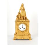 Property of a lady - a French ormolu cased mantel clock, circa 1845, surmounted by a figure of a