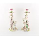 Property of a deceased estate - a pair of Derby patch mark period candlestick figures of Venus and