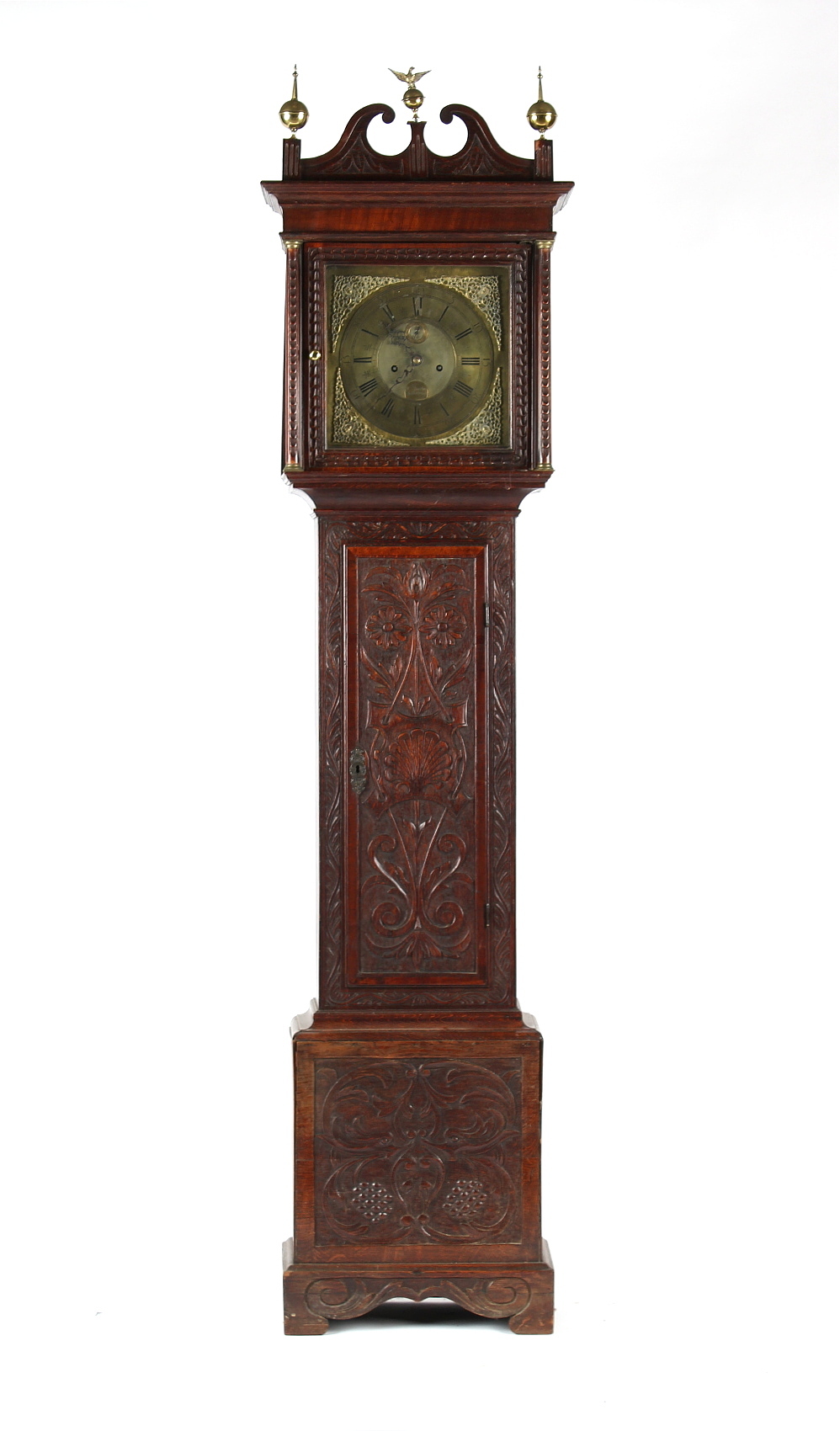 Property of a lady - a George III & later carved oak cased 8-day striking longcase clock, with