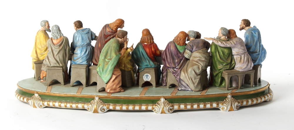 Property of a lady - a large German Sitzendorf porcelain group depicting The Last Supper, 29ins. ( - Image 2 of 2