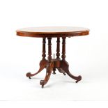 Property of a deceased estate - a small Victorian walnut & marquetry inlaid oval tilt-top loo table,