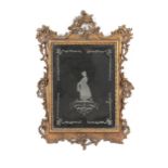 Property of a deceased estate - a 19th century carved giltwood framed wall mirror with engraved