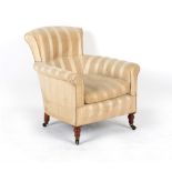 Property of a deceased estate - a good late Victorian upholstered armchair with turned front