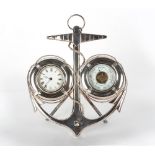 Property of a lady of title - nautical interest - an early 20th century silver plated desk clock &