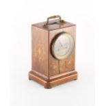 Property of a lady - a mid 19th century French rosewood & marquetry inlaid mantel clock, the two