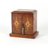 Property of a deceased estate - a Victorian walnut & marquetry inlaid two-door table cabinet