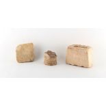 Property of a gentleman - antiquities - two cuneiform type fragments, the larger 5.25ins. (13.3cms.)