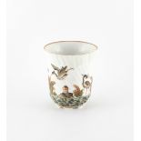 Property of a deceased estate - a Meissen beaker decorated with a swan in landscape, restoration