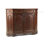 Property of a gentleman - an 18th century Flemish carved oak side cabinet with two drawers above two