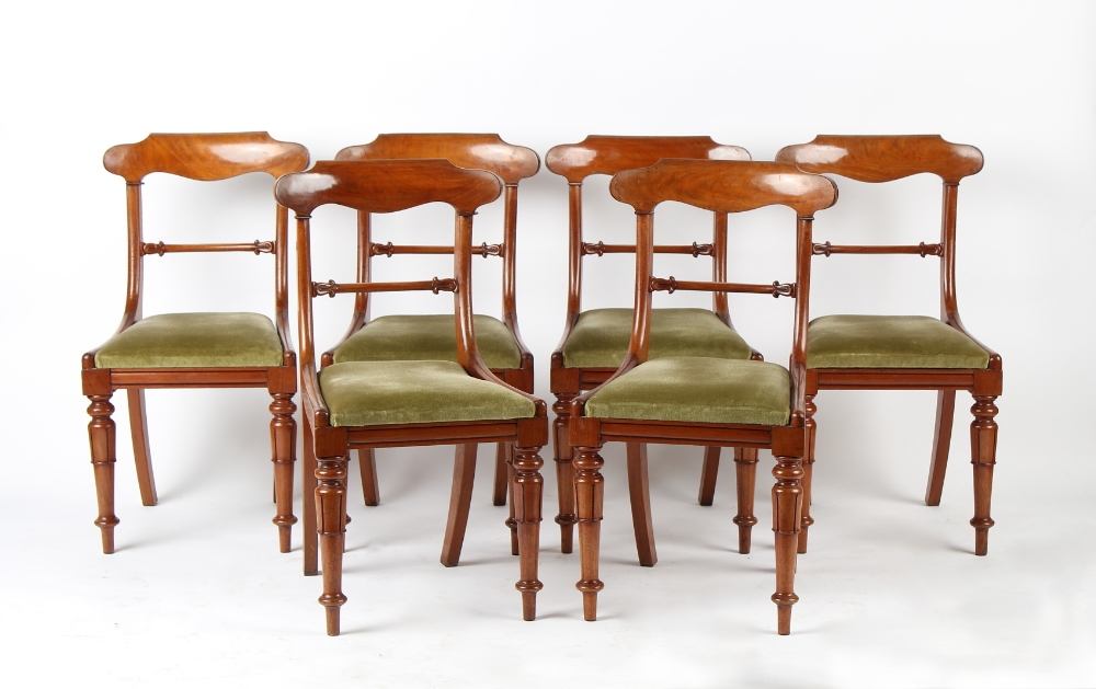 Property of a lady - a set of six early 19th century William IV mahogany dining chairs with tulip