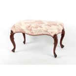 Property of a gentleman - a Victorian mahogany & later upholstered serpentine sided stool, on