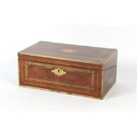Property of a deceased estate - a Victorian rosewood & brass inlaid writing box, 18ins. (45.5cms.)