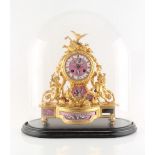 Property of a deceased estate - a late 19th century French porcelain mounted ormolu mantel clock,