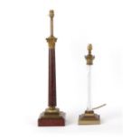 Property of a gentleman - two Corinthian column table lamps, the taller 27.2ins. (69cms.) high (2).
