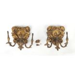 Property of a lady - a pair of late 19th century giltwood & gilt composition triple light wall