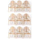 Property of a gentleman - a set of nine Hepplewhite style open armchair or carver chair frames (9).