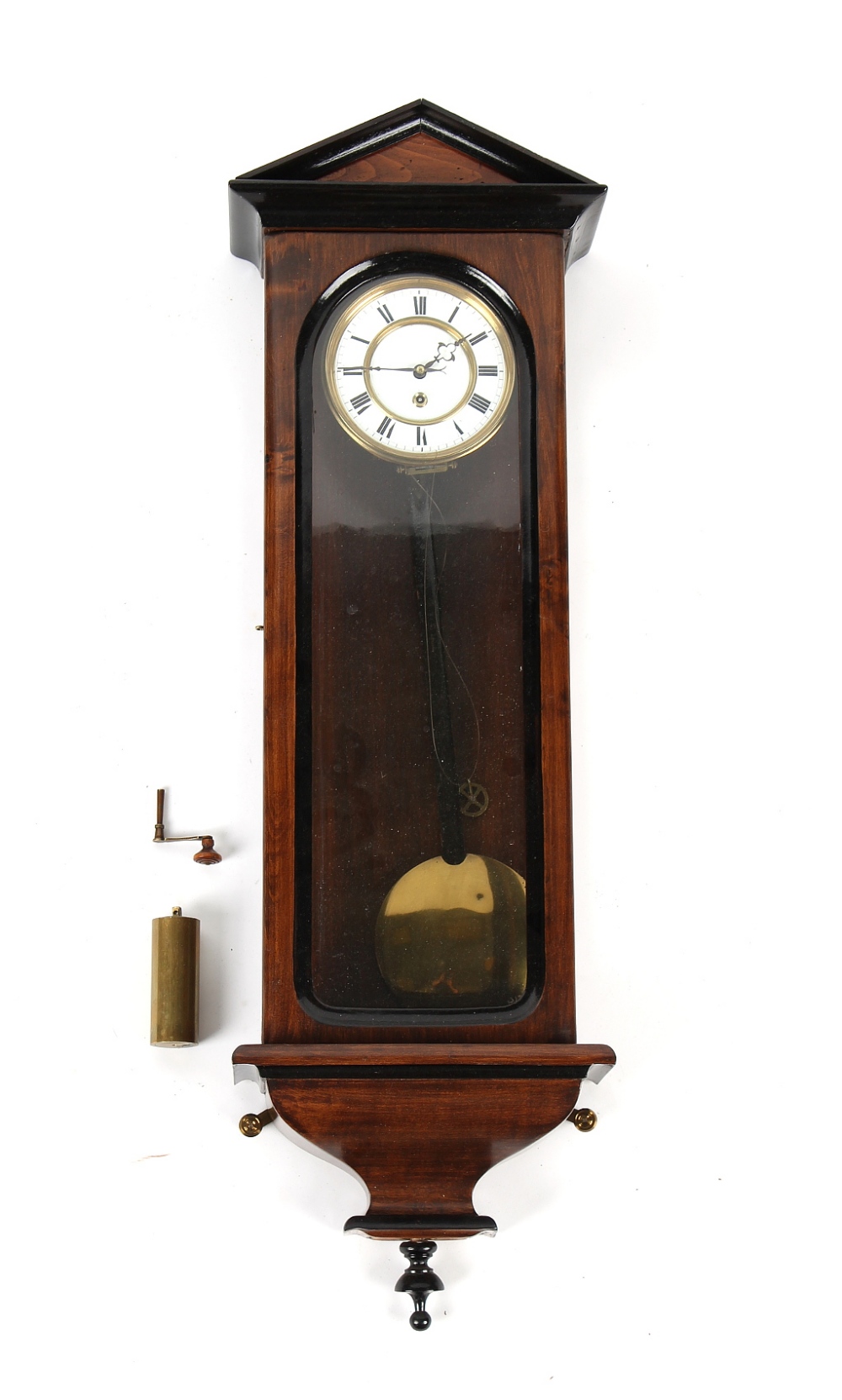 Property of a deceased estate - a late 19th century Vienna regulator style wall clock timepiece, the