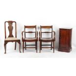 Property of a lady - a pair of early 19th century fruitwood elbow chairs with panel seats;