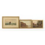 Property of a deceased estate - three assorted gilt framed pictures comprising two oils & a