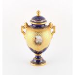 Property of a lady - a late 19th century Coalport 'jewelled' porcelain vase & cover, painted with
