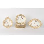 Property of a gentleman - a mid 19th century English floral painted porcelain twelve piece dessert