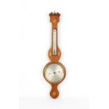 Property of a gentleman - a 19th century mahogany & inlaid banjo barometer, the silvered dial