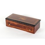 Property of a lady of title - a 19th century rosewood & inlaid cylinder musical box playing 8 airs
