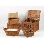 Property of a gentleman - a quantity of wicker baskets including a large Fortnum & Mason hamper.