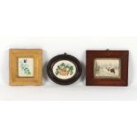 Property of a gentleman - a group of three small watercolours including an oval depicting a basket