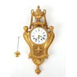 Property of a lady - a 19th century French ormolu cased cartel wall clock, the 8-day two train