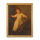 Property of a lady - early / mid 19th century English school - A CHILD PLAYING WITH A WALKING