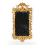 Property of a gentleman - a 19th century George III style carved giltwood wall mirror, 42.3ins. (