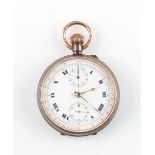 The Henry & Tricia Byrom Collection - a gun metal cased chronograph pocket watch with red outer ring