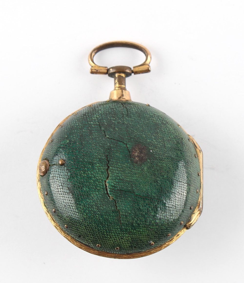 The Henry & Tricia Byrom Collection - a George III gold plated & shagreen pair cased pocket watch, - Image 2 of 4