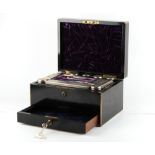 The Henry & Tricia Byrom Collection - a Victorian ebony & brassbound vanity or toiletry box,