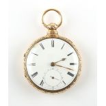 The Henry & Tricia Byrom Collection - a Victorian yellow gold (tests 14/15ct) open faced pocket