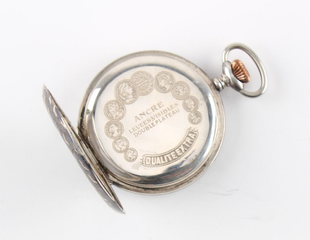 The Henry & Tricia Byrom Collection - a Swiss silver & niello hunter cased pocket watch, the dust - Image 3 of 4