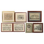 Property of a deceased estate - a group of seven assorted framed & glazed prints, 18th century and