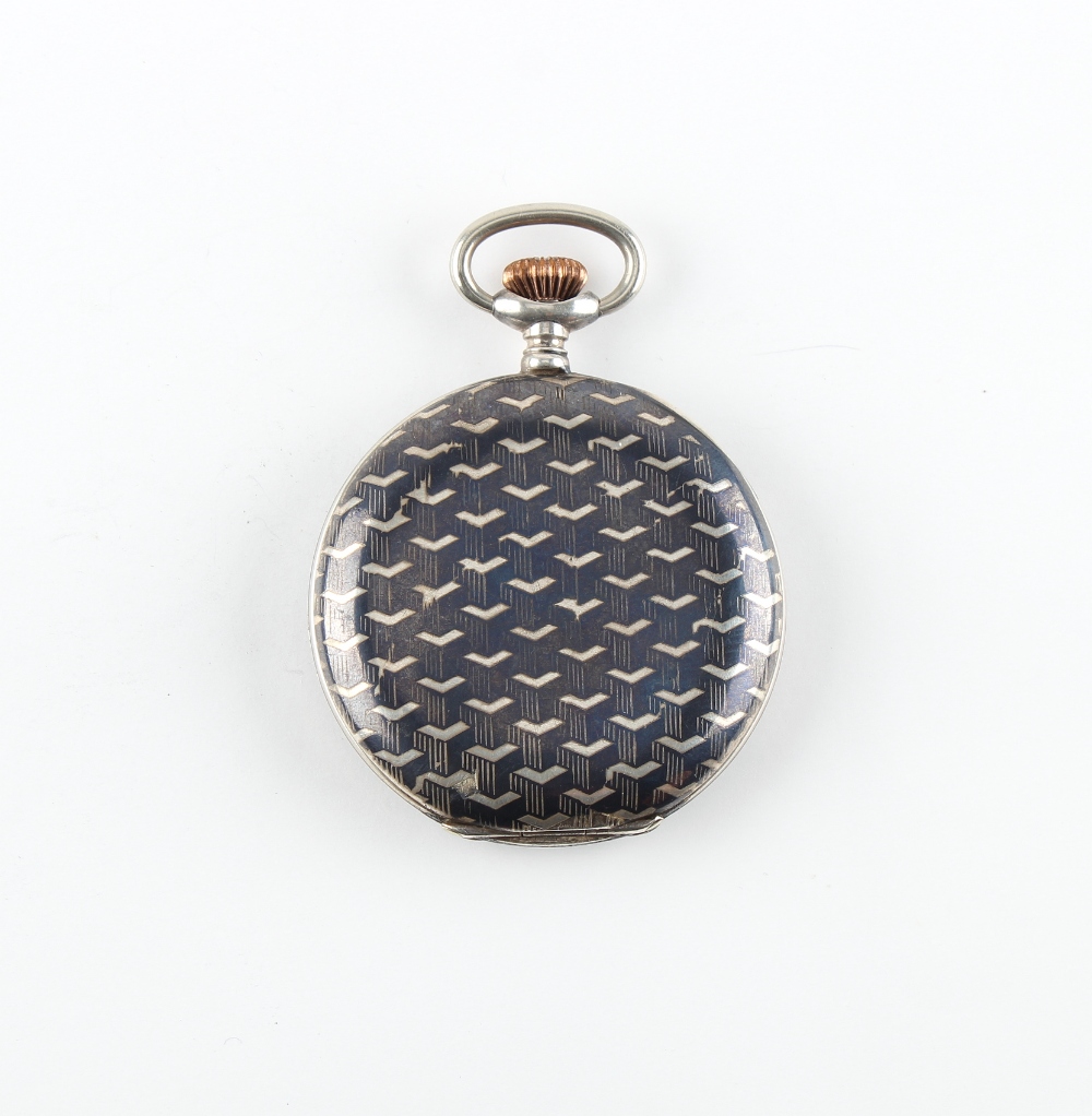 The Henry & Tricia Byrom Collection - a Swiss silver & niello hunter cased pocket watch, the dust - Image 2 of 4