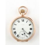 The Henry & Tricia Byrom Collection - a 9ct gold open faced keyless wind pocket watch, the enamel