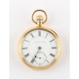 The Henry & Tricia Byrom Collection - an 18ct gold open faced pocket watch, the movement engraved '