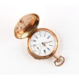 The Henry & Tricia Byrom Collection - a Swiss 14ct gold hunter cased small pocket watch or fob
