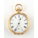 The Henry & Tricia Byrom Collection - an 18ct gold open faced keyless wind pocket watch, the dial