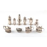 Property of a lady of title - a quantity of silver condiments including a pair of mustard pots,