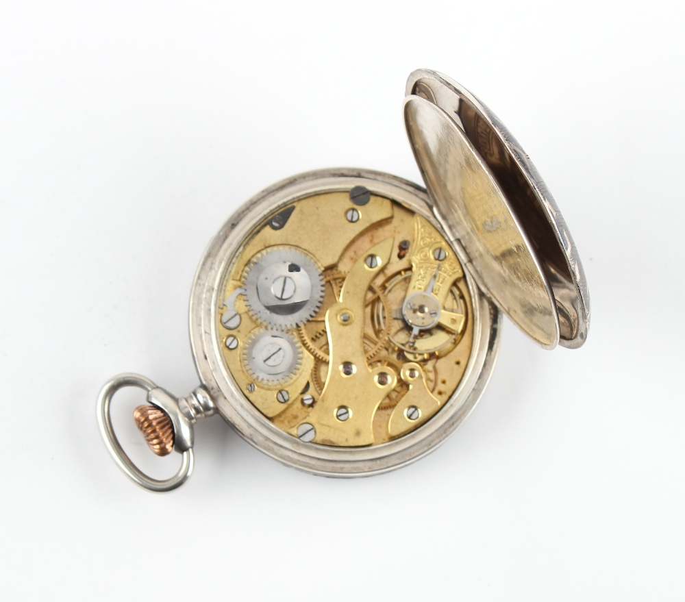 The Henry & Tricia Byrom Collection - a Swiss silver & niello hunter cased pocket watch, the dust - Image 4 of 4