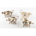 Property of a lady of title - four silver sauceboats including a pair, approximately 372 grams total