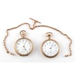 Property of a gentleman - a Waltham gold plated keyless wind pocket watch; together with a Hamlet