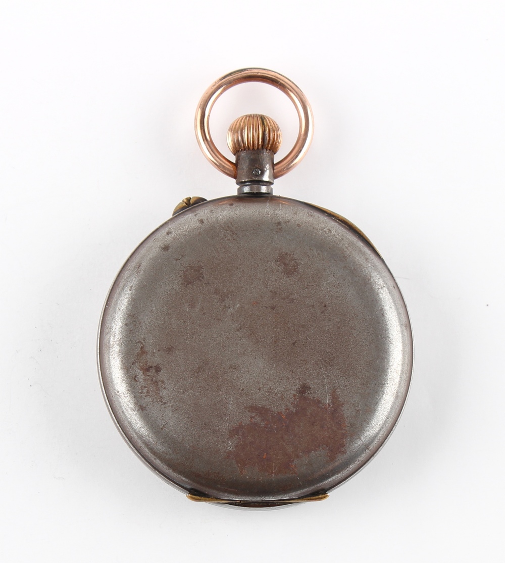 The Henry & Tricia Byrom Collection - a gun metal cased chronograph pocket watch with red outer ring - Image 2 of 3